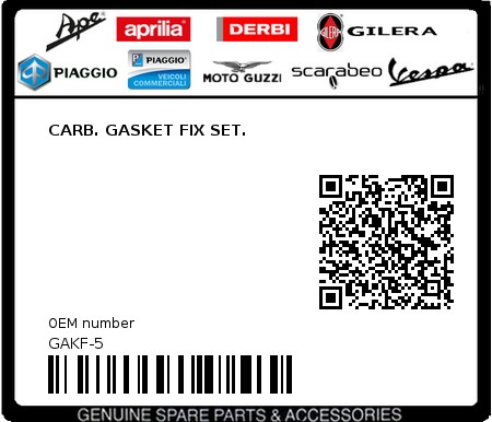 Product image: Sym - GAKF-5 - CARB. GASKET FIX SET.  0