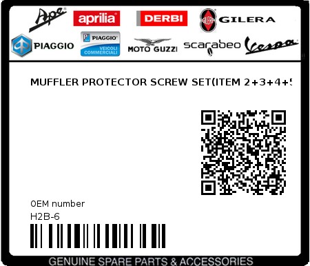 Product image: Sym - H2B-6 - MUFFLER PROTECTOR SCREW SET(ITEM 2+3+4+5  0