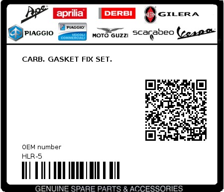 Product image: Sym - HLR-5 - CARB. GASKET FIX SET.  0