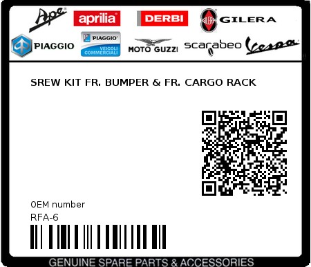 Product image: Sym - RFA-6 - SREW KIT FR. BUMPER & FR. CARGO RACK  0