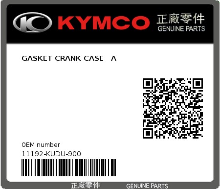 Product image: Kymco - 11192-KUDU-900 - GASKET CRANK CASE   A  0