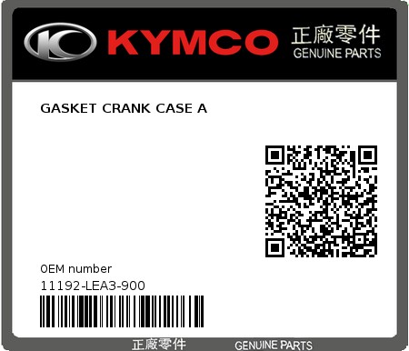 Product image: Kymco - 11192-LEA3-900 - GASKET CRANK CASE A  0
