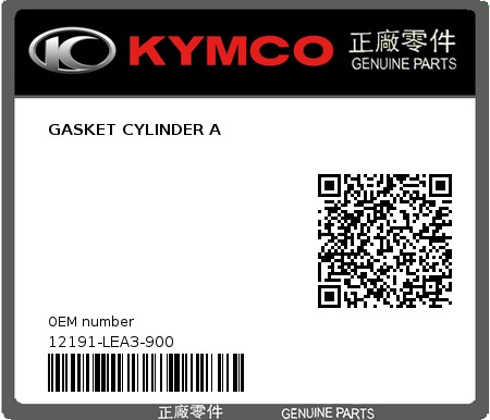 Product image: Kymco - 12191-LEA3-900 - GASKET CYLINDER A 