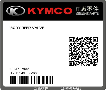 Product image: Kymco - 12311-KBE2-900 - BODY REED VALVE 