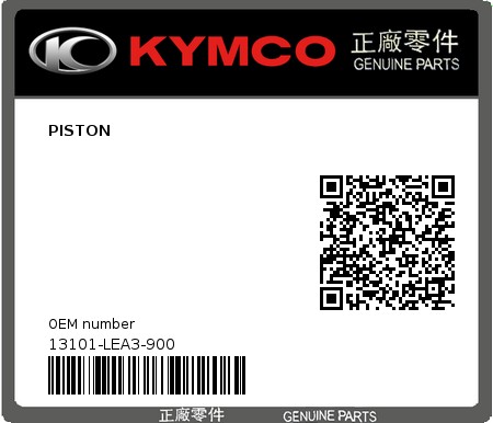 Product image: Kymco - 13101-LEA3-900 - PISTON 