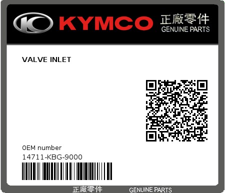 Product image: Kymco - 14711-KBG-9000 - VALVE INLET  0