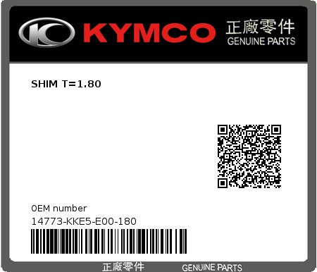 Product image: Kymco - 14773-KKE5-E00-180 - SHIM T=1.80  0