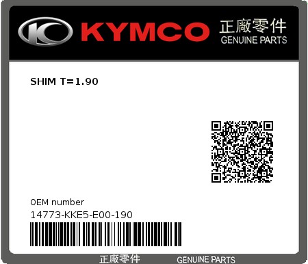 Product image: Kymco - 14773-KKE5-E00-190 - SHIM T=1.90  0