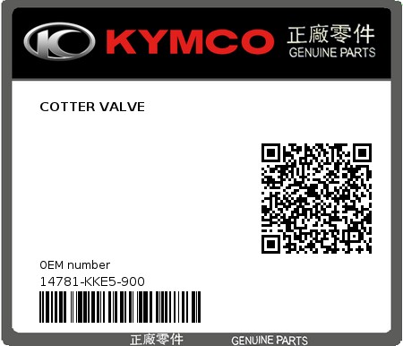 Product image: Kymco - 14781-KKE5-900 - COTTER VALVE  0