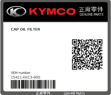 Product image: Kymco - 15421-KKC3-900 - CAP OIL FILTER  0