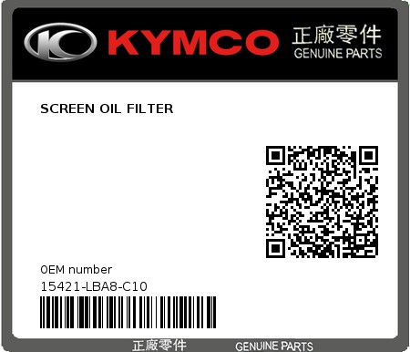 Product image: Kymco - 15421-LBA8-C10 - SCREEN OIL FILTER 