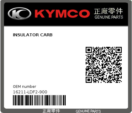 Product image: Kymco - 16211-LDF2-900 - INSULATOR CARB  0