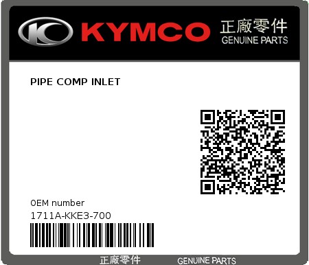 Product image: Kymco - 1711A-KKE3-700 - PIPE COMP INLET  0