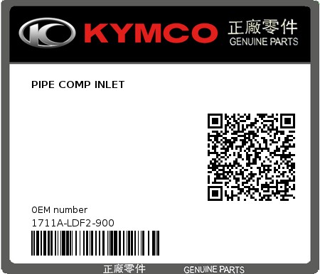 Product image: Kymco - 1711A-LDF2-900 - PIPE COMP INLET  0