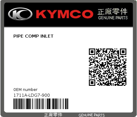 Product image: Kymco - 1711A-LDG7-900 - PIPE COMP INLET  0