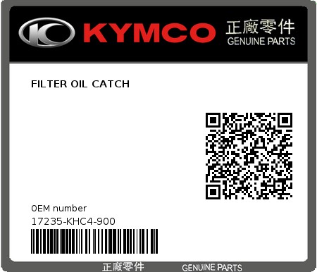 Product image: Kymco - 17235-KHC4-900 - FILTER OIL CATCH  0