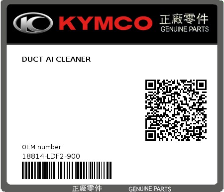 Product image: Kymco - 18814-LDF2-900 - DUCT AI CLEANER 