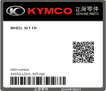 Product image: Kymco - 44650-LDH1-305-NJA - WHEEL SET FR  0