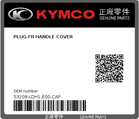Product image: Kymco - 53208-LDH1-E00-CAP - PLUG FR HANDLE COVER  0