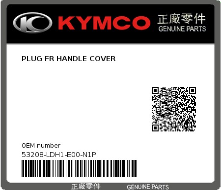 Product image: Kymco - 53208-LDH1-E00-N1P - PLUG FR HANDLE COVER  0