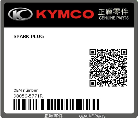 Product image: Kymco - 98056-5771R - SPARK PLUG  0