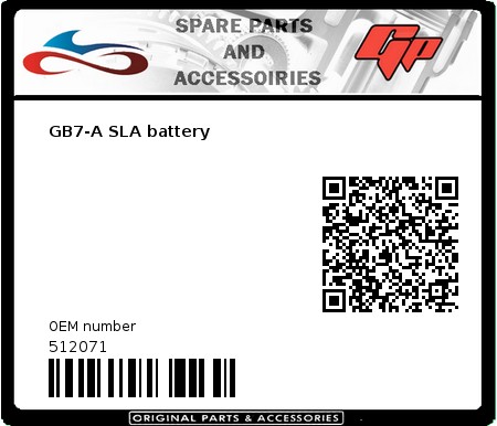 Product image: Kyoto - 512071 - GB7-A SLA battery 