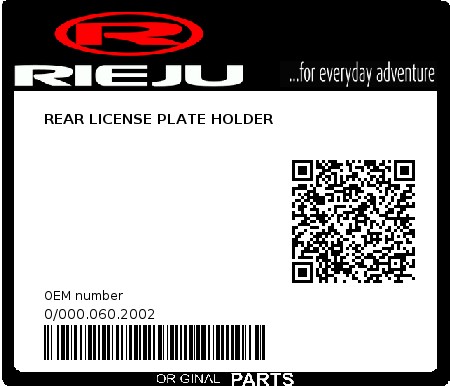 Product image: Rieju - 0/000.060.2002 - REAR LICENSE PLATE HOLDER  0