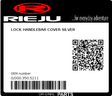 Product image: Rieju - 0/000.350.5211 - LOCK HANDLEBAR COVER SILVER  0