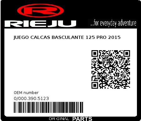 Product image: Rieju - 0/000.390.5123 - JUEGO CALCAS BASCULANTE 125 PRO 2015  0