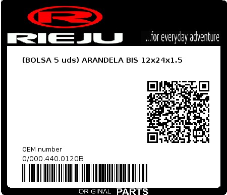 Product image: Rieju - 0/000.440.0120B - (BOLSA 5 uds) ARANDELA BIS 12x24x1.5  0