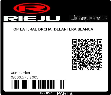 Product image: Rieju - 0/000.570.2005 - TOP LATERAL DRCHA. DELANTERA BLANCA  0