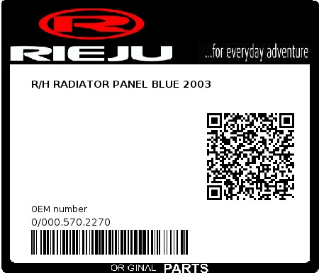 Product image: Rieju - 0/000.570.2270 - R/H RADIATOR PANEL BLUE 2003  0
