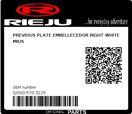 Product image: Rieju - 0/000.570.3225 - PREVIOUS PLATE EMBELLECEDOR RIGHT WHITE MIUS  0