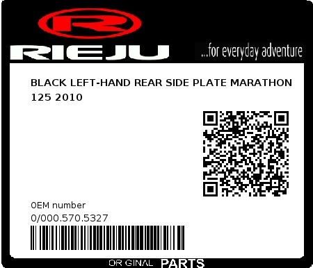 Product image: Rieju - 0/000.570.5327 - BLACK LEFT-HAND REAR SIDE PLATE MARATHON 125 2010 