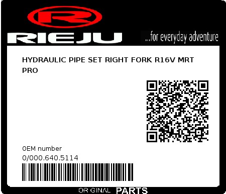 Product image: Rieju - 0/000.640.5114 - HYDRAULIC PIPE SET RIGHT FORK R16V MRT PRO  0