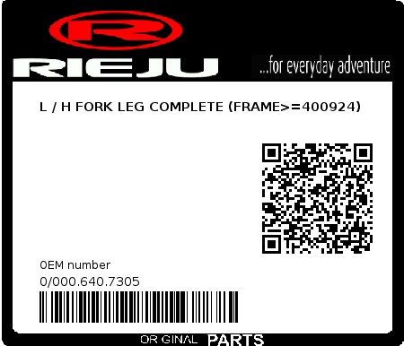 Product image: Rieju - 0/000.640.7305 - L / H FORK LEG COMPLETE (FRAME>=400924)  0