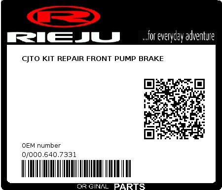 Product image: Rieju - 0/000.640.7331 - CJTO KIT REPAIR FRONT PUMP BRAKE  0