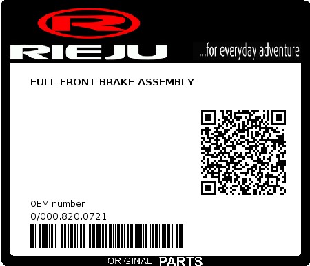 Product image: Rieju - 0/000.820.0721 - FULL FRONT BRAKE ASSEMBLY  0