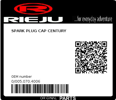 Product image: Rieju - 0/005.070.4006 - SPARK PLUG CAP CENTURY  0