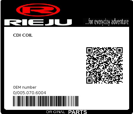 Product image: Rieju - 0/005.070.6004 - CDI COIL 