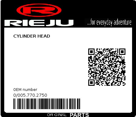 Product image: Rieju - 0/005.770.2750 - CYLINDER HEAD  0