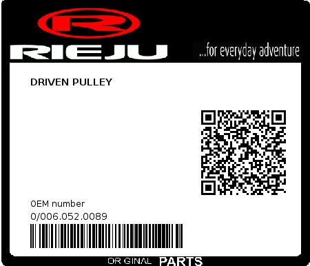 Product image: Rieju - 0/006.052.0089 - DRIVEN PULLEY  0