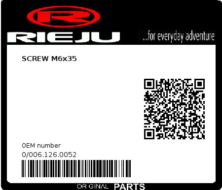 Product image: Rieju - 0/006.126.0052 - SCREW M6x35  0