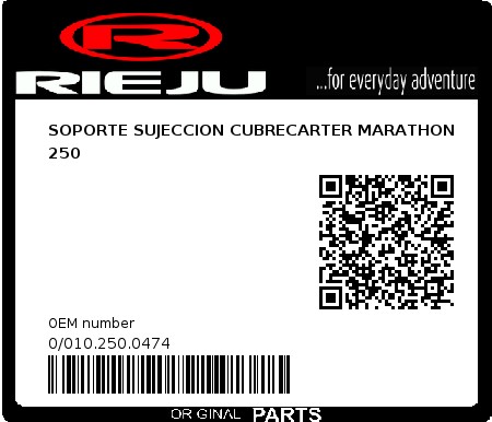 Product image: Rieju - 0/010.250.0474 - SOPORTE SUJECCION CUBRECARTER MARATHON 250  0