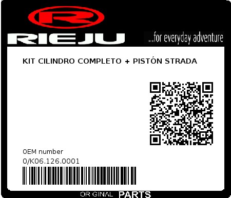 Product image: Rieju - 0/K06.126.0001 - KIT CILINDRO COMPLETO + PISTÓN STRADA 