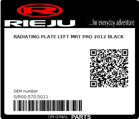 Product image: Rieju - 0/R00.570.5011 - RADIATING PLATE LEFT MRT PRO 2012 BLACK 