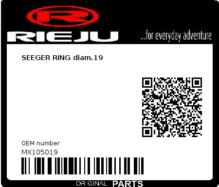 Product image: Rieju - MX105019 - SEEGER RING diam.19 