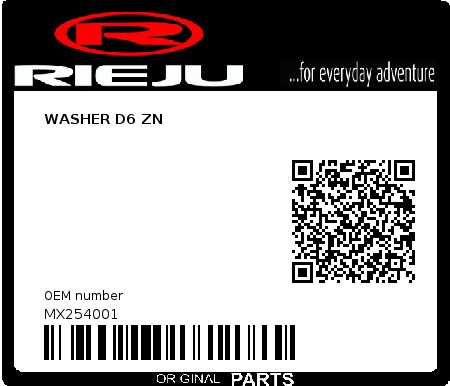 Product image: Rieju - MX254001 - WASHER D6 ZN 