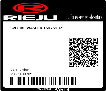 Product image: Rieju - MX25400705 - SPECIAL WASHER 16X25X0,5 