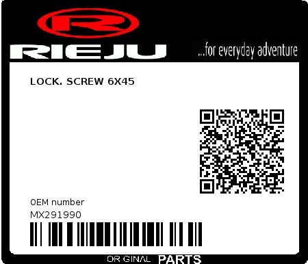 Product image: Rieju - MX291990 - LOCK. SCREW 6X45 